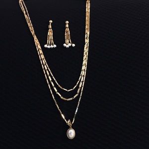 NLH 3 Strands 5th Ave Inspired Necklace/Earring